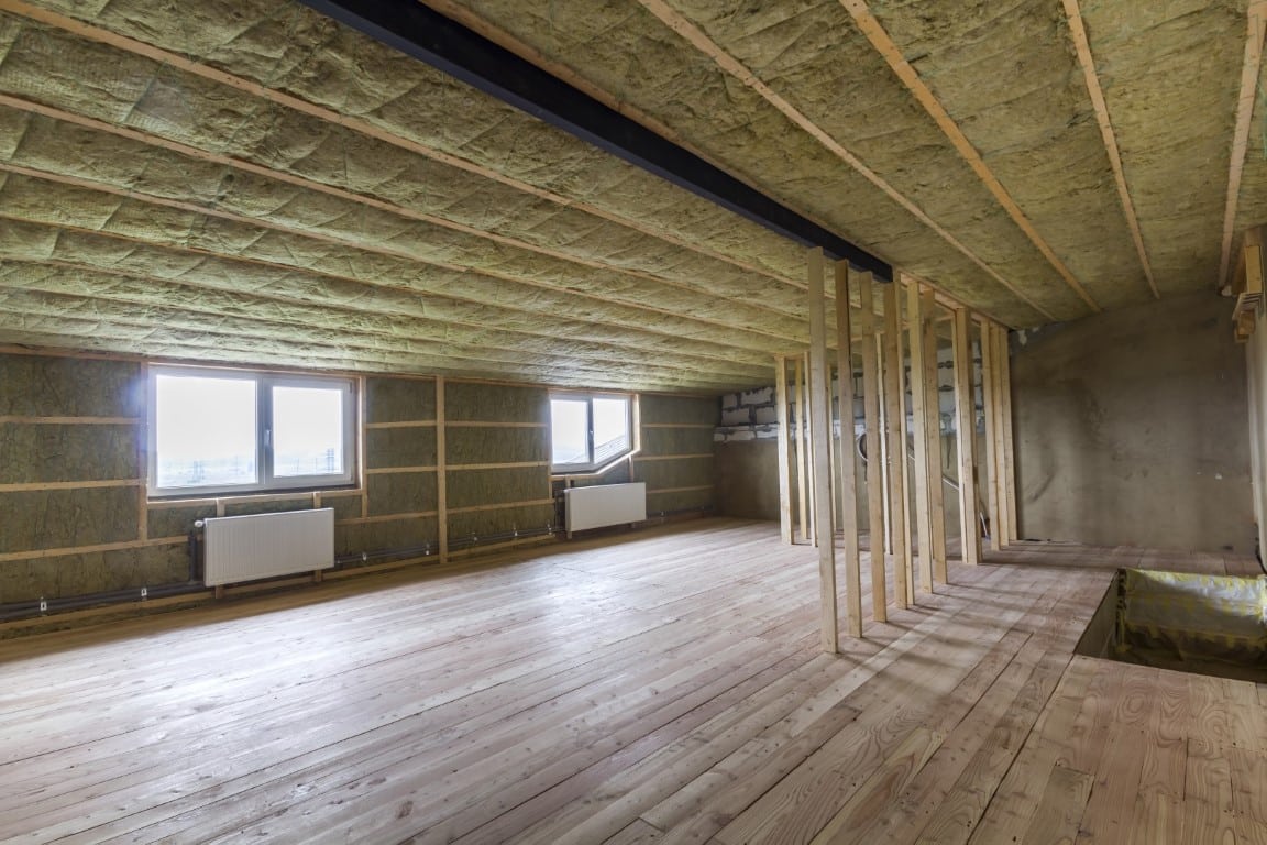 Bright renovated room with insulation