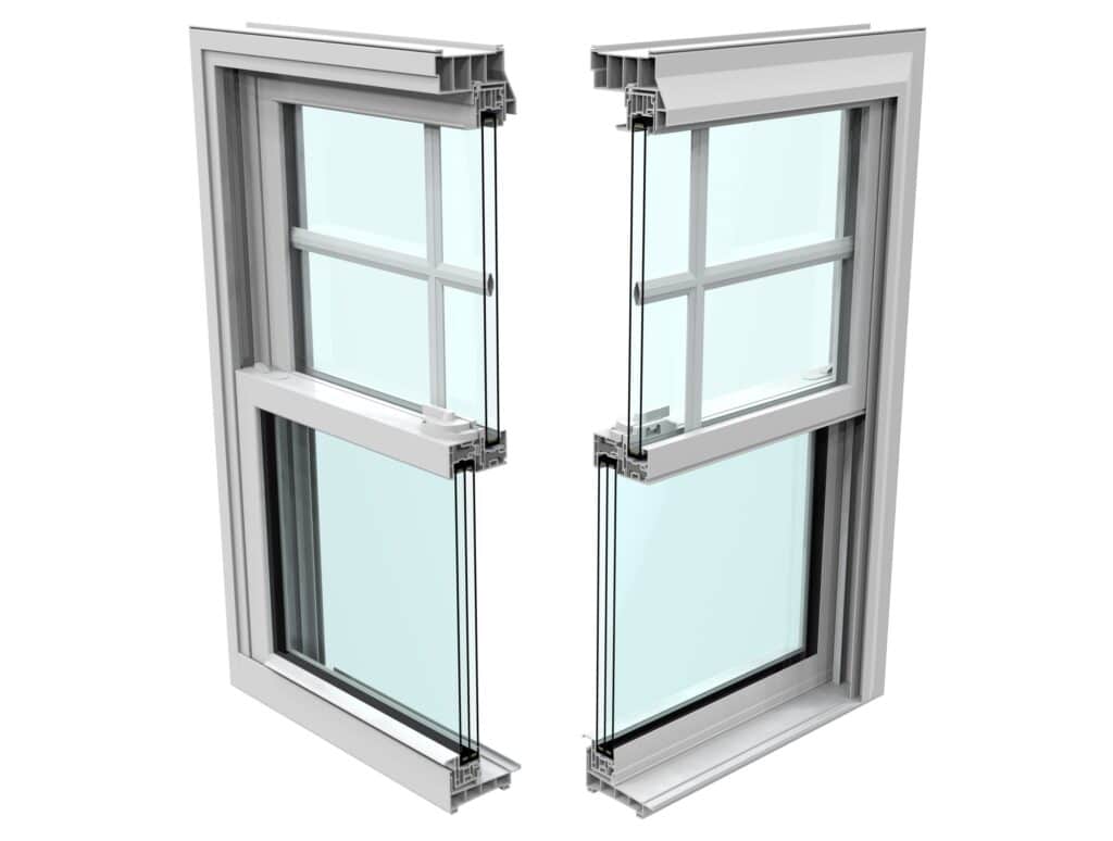 National Vinyl window product showing frame and glazing cross-section