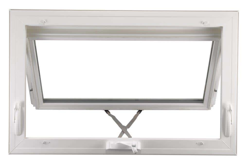 Awning vinyl window — opens outward at the bottom for ventilation