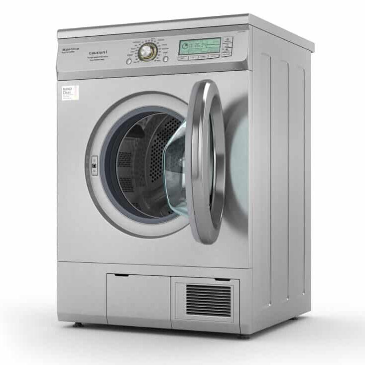 HANDOUT IMAGE: How To about dryers. Isolated open Dryer machine on a white background. 3d illustration. Credit: istock photo
